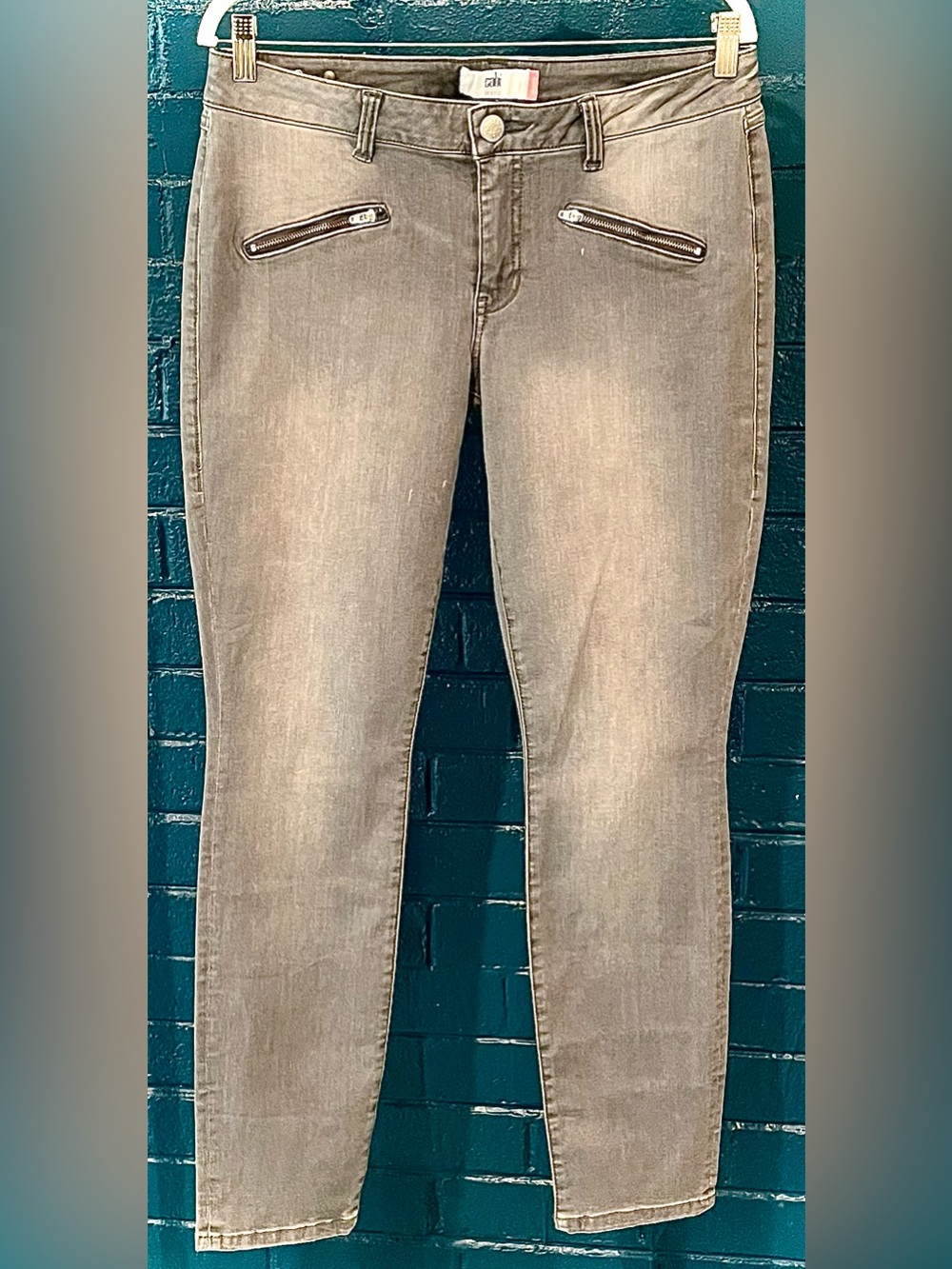 CAbi Men's Slim Grey Jeans with Zip Pocket Detail